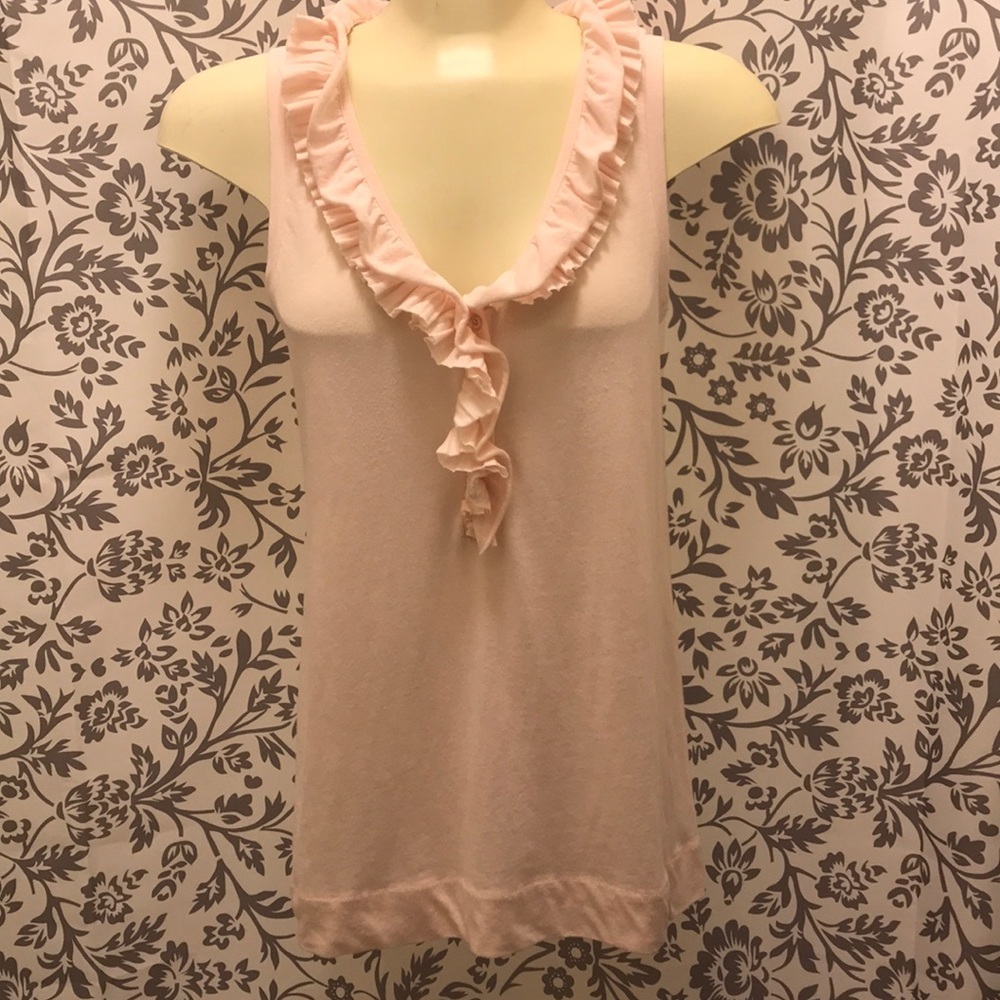 J Crew  - Sleeveless pink ruffle tank top size Med